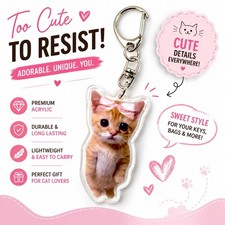 Cute Kitten Bow Acrylic Keychain Kawaii Cat Charm Bag Pendant Key Ring Gift