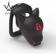 Male Small Chastity Cage Device Men Black Resin Dog Lock Belt with 4 Rings