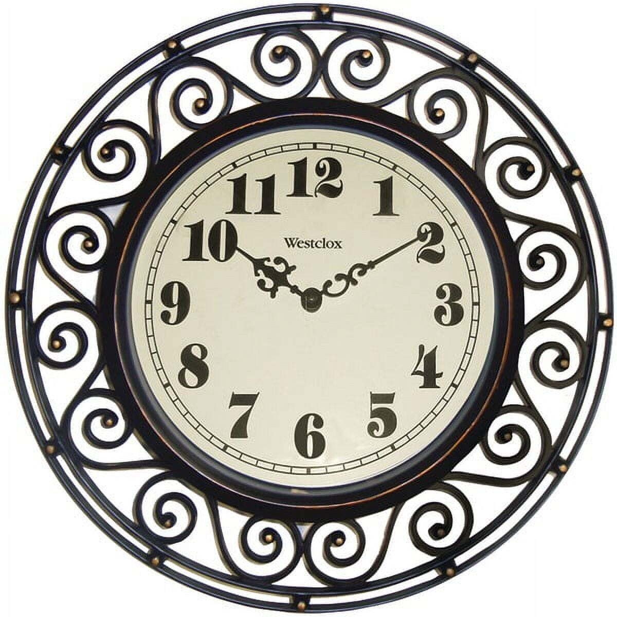 Wrought Iron Style Bronze Analog Quartz Accuracy 12" Round Wall Clock Brown