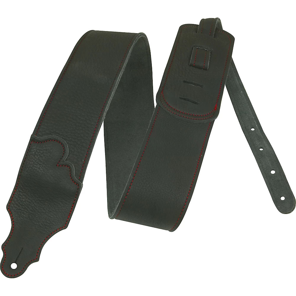 Franklin Strap 3 Black Leather Guitar Strap with Red Stitching 10090₽