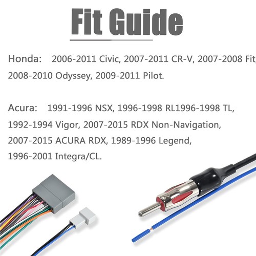 Vehicle Radio Stereo Wire Harness with Antenna Connector Adapter Fit Honda Fi... - Picture 7 of 7
