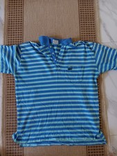 Vintage Izod Lacoste Stripped Blue Green Polo Mens Medium Retro
