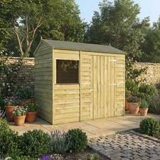 Image of 6x4 Wooden Garden Shed Reverse Apex Overlap Storage Shed with Windows Waltons