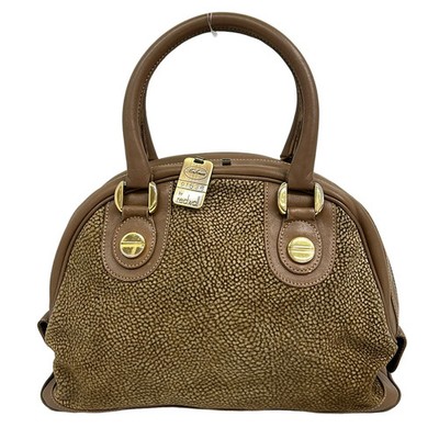 redwall BORBONESE - Beige Light Brown Gold Suede Leather Handbag