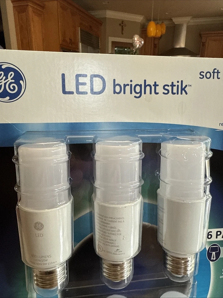 GE Bright Stik 9w LED Light Bulb 60W replacement Soft white (6-Bulbs) 2700k NEW - Image 2 of 4