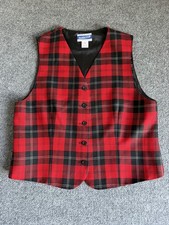 Vintage Pendleton 12P Red Plaid Virgin Wool Button Front Vest USA Preppy