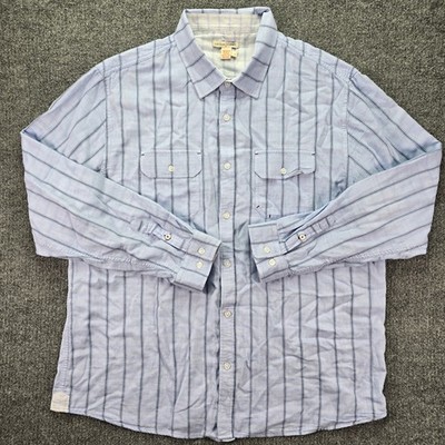 Carbon 2 Cobalt Shirt Mens Large Blue Striped Cotton Long Sleeve Button Down