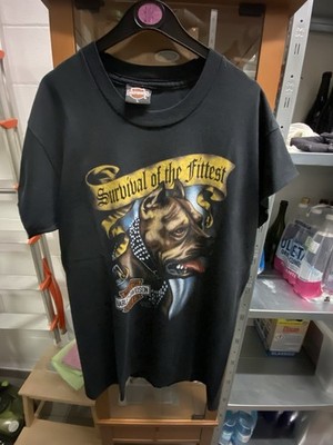 90s HARLEY DAVIDSON 3D EMBLEM フェード Tシャツ Vintage 90s Harley Davidson 3D Emblem T-Shirt Sz L Survival Of The