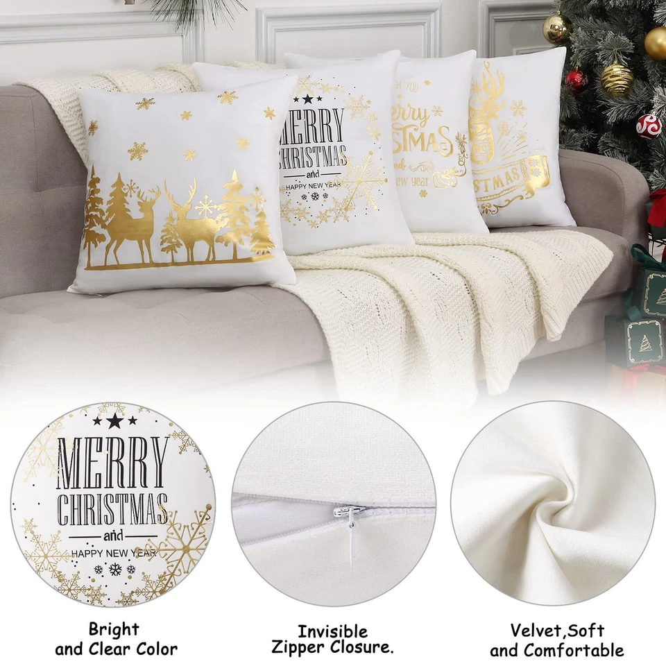 Square Cushion Case Christmas Velvet Pillowcase 18x18 Inch Decorative Throw P... - Image 3 of 4