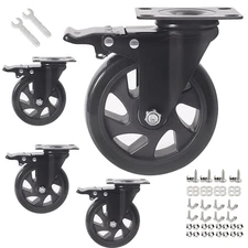 5 Inch Caster Wheels with Brake 2200Lbs,Heavy Duty Casters Set of 4,Swivel Plat