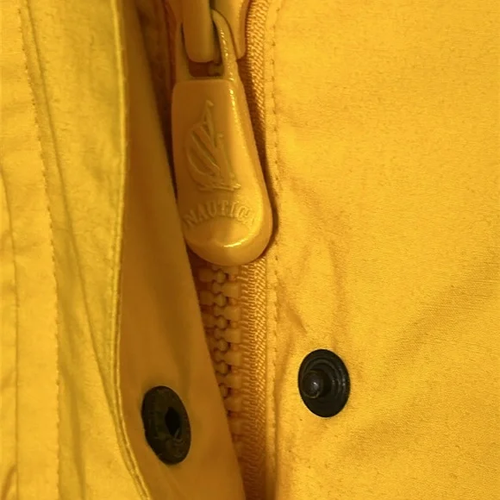 Nautica Women's Size Large Yellow Raincoat Hooded Zip and Snap Front Lined Coat - Picture 11 of 16