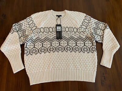 Alp N Rock Womens Large (12) / Selena Fair Isle Sweater / Ivory MSRP $328 NWT