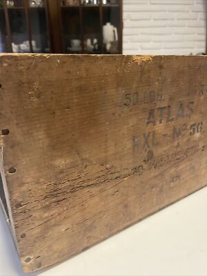 Vtg Atlas Powder Co. Wilmington, DE, Wooden High Explosives Box