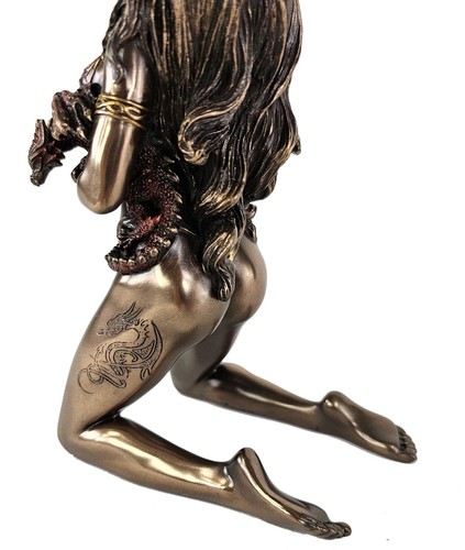 7 Zoll Mutter der Drachen halbnackt sexy weibliche Dame Statue Bronzefarbe - Bild 4 von 5