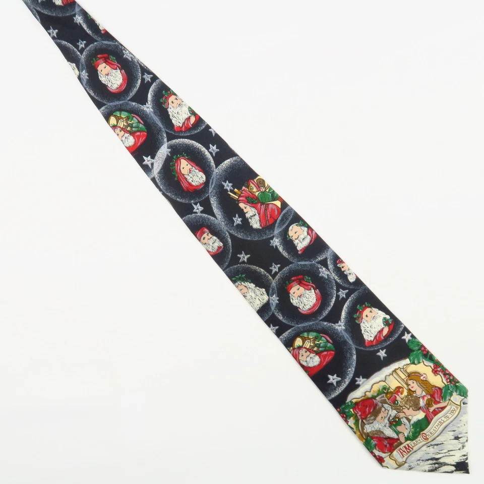 Corbata de Colección Wembley Navidad San Nick Cuello Estrellas 58x4 Retro Victoriano Hecha en EE. UU. Foto 2 de 4