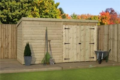 EMS RETAIL Empire 4500 Pent Garden Shed Wooden 10X4 10ft x 4ft SHIPLAP PRESSURE TREATED TON