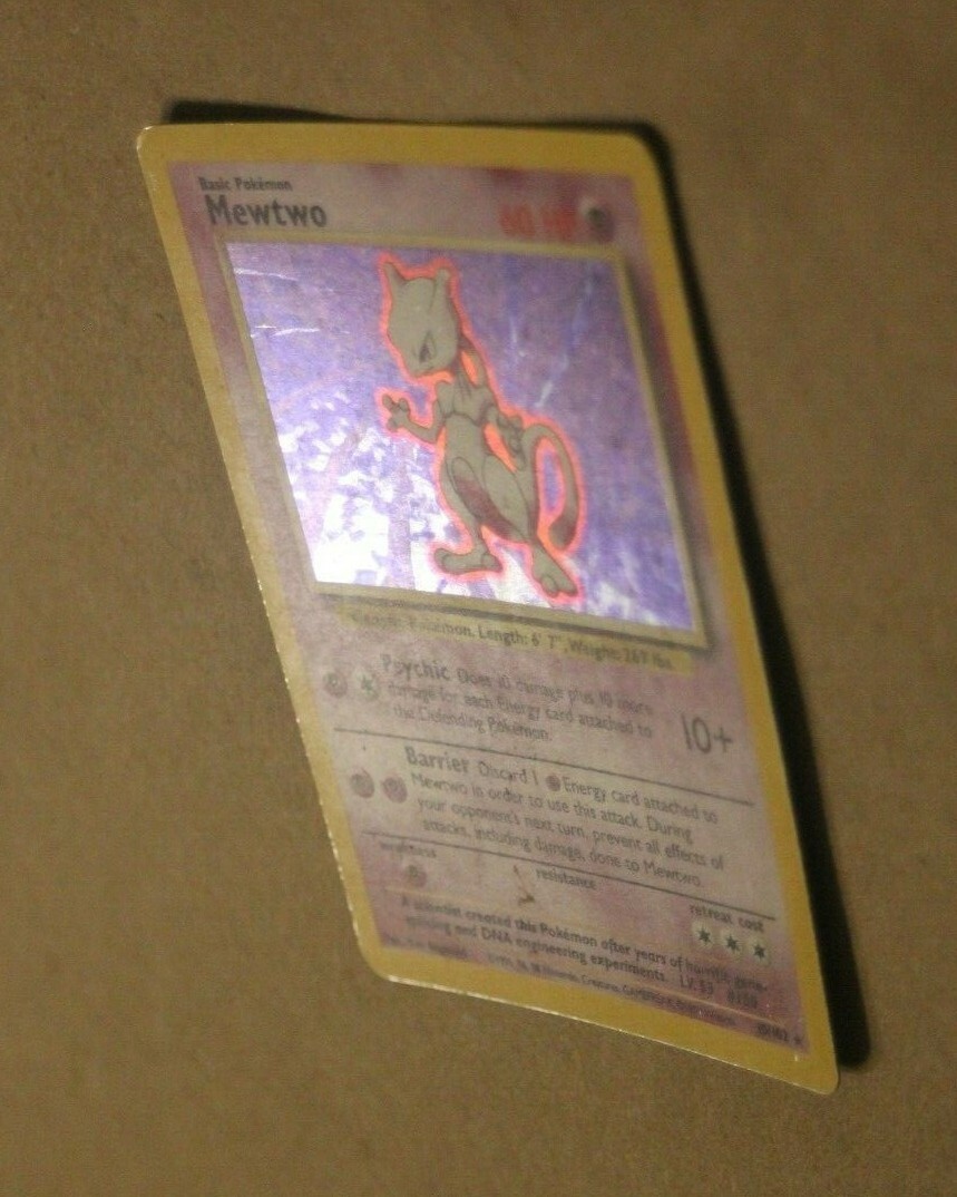 Mewtwo 10/102 1999 Vintage Pokemon Holographic Shiny Foil Holo