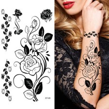 Supperb  Temporary Tattoos - Black Tribal Rose