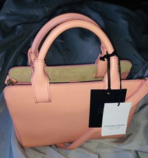 Vittoria Napoli Italian Leather  Satchel “ladybug” Pink Salmon New