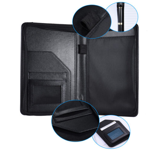 Portable A5 PU Business Portfolio Folder Document Case Organizer Note Pad Black - Picture 6 of 12
