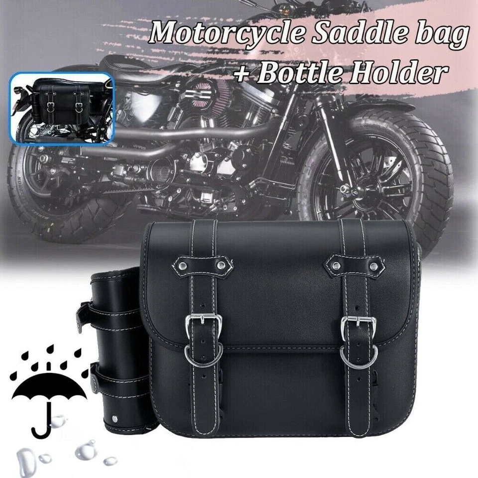 Motorcycle Side Saddle Bags Black For Harley Fatboy Heritage Softail Classic - Imagem 4 de 4