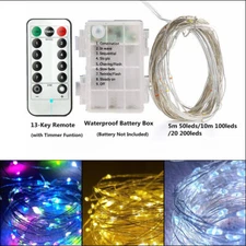 50/100/200 LED String Fairy Lights Battery Powered Xmas Wedding Party w/ Remote