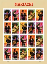 NDC 2022 MARIACHI BANDS #5707c MINT IMPERF PANE, NO DIE CUTS, VF