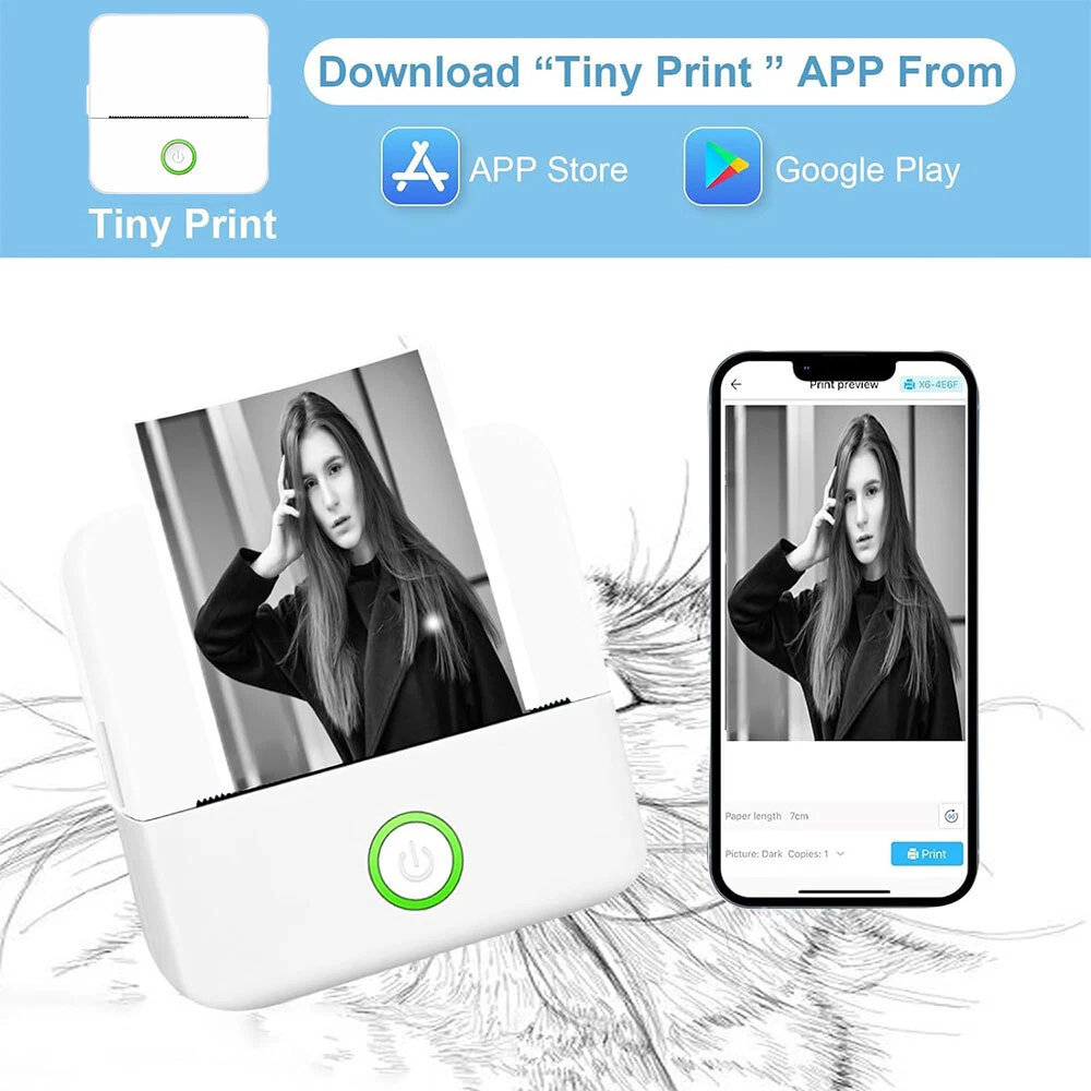 Mini Portable Bluetooth Thermal Photo Printer with Label Paper Set  