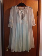 Vintage Sears Negligee And Robe Short Sheer Ivory Lace Trim Mint Sz 32-34