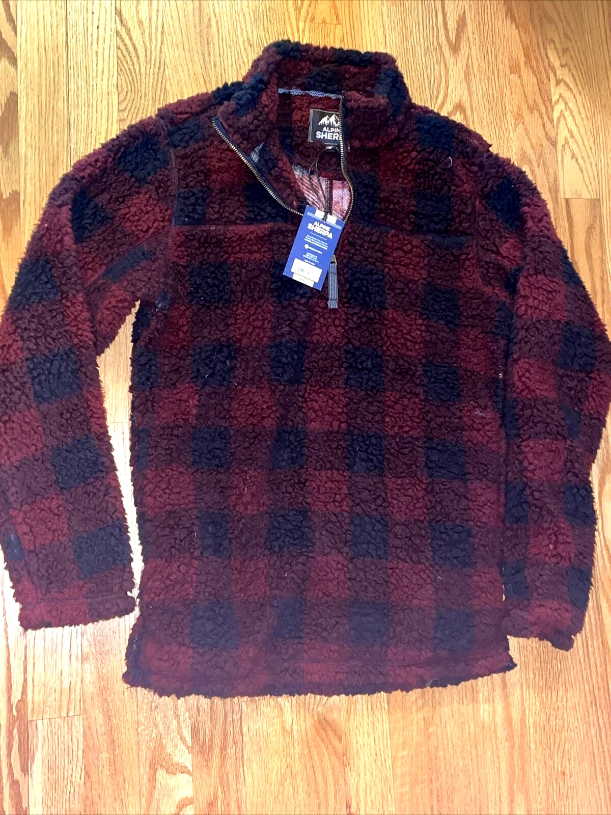 ALPINE SHERPA Buffalo Tartan Plaid 1/4 Zip Pullover Thick Fleece Jacket S❤️blt2j
