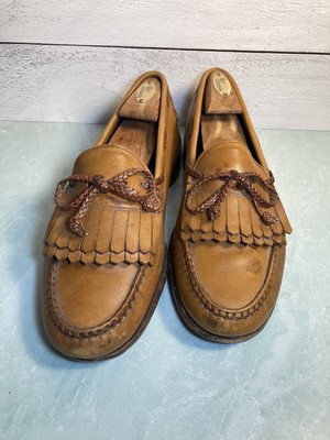 Allen Edmonds Woodstock Braided Kiltie Loafers Mens 13 13D Brown Leather Shoes Allen Edmonds Mens Woodstock Brown Leather Kiltie Braid Moc  main image 3