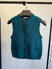 See by Chloe emerald green button up knitted vest sweater