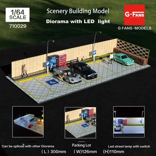 1:64 Diorama Car Garage Model LED Lighting Car Parking Lot Scene Display Model - Picture 15 of 43