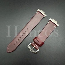 Red Genuine Leather Vintage Oil Watch Strap Band Fits for Tissot PRX + Adapter