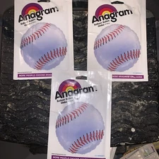 Three 18” Anagram Baseball Mylar Balloons. Brand New!