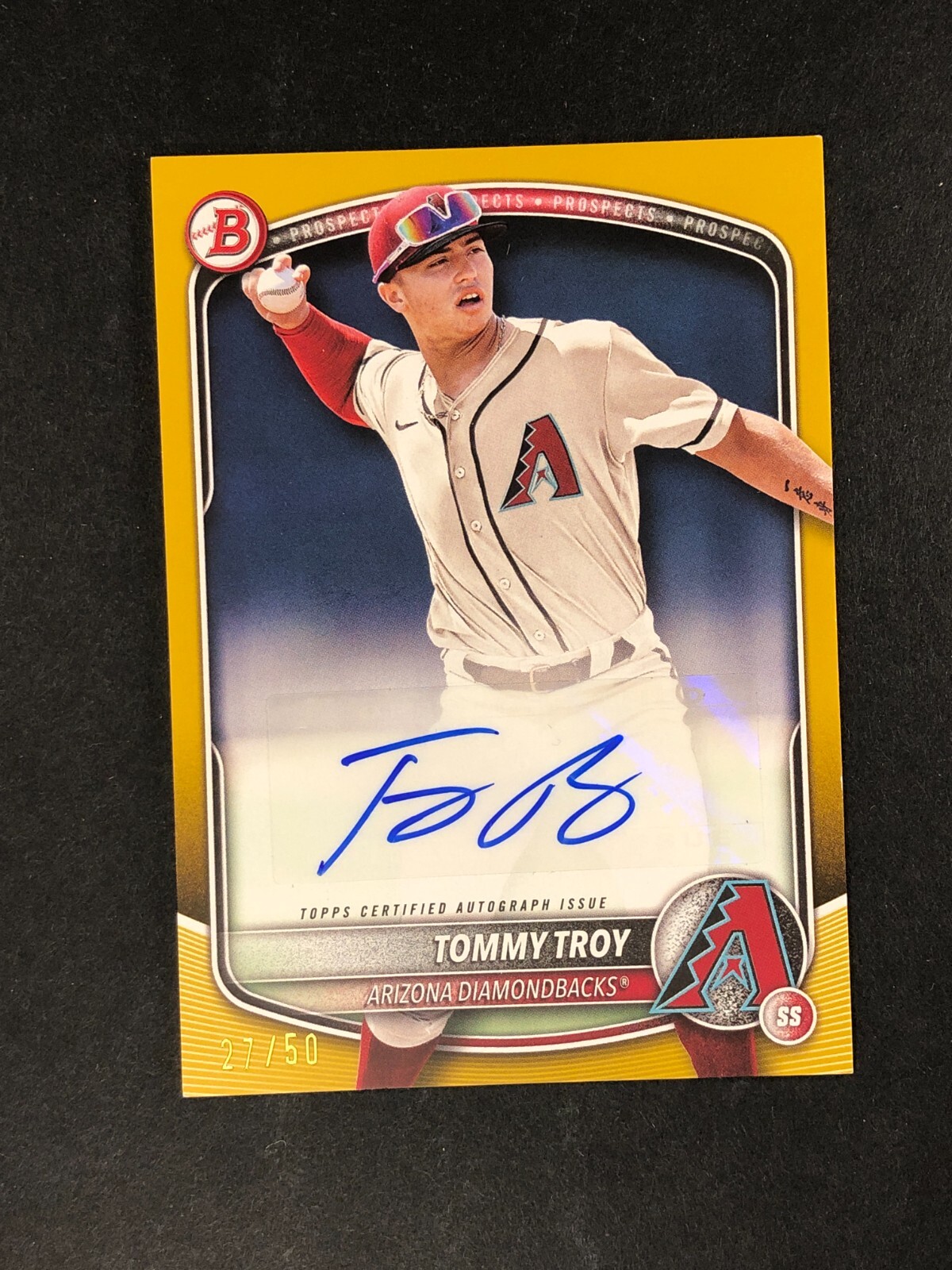 2025 Bowman Tommy Troy Auto #BPA-TT Gold Parallel 27/50 Diamondbacks SSP