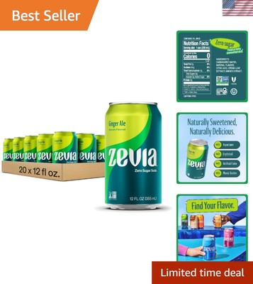 Refreshing Zero Calorie Ginger Ale - Stevia Sweetened, Pack of 20 Cans