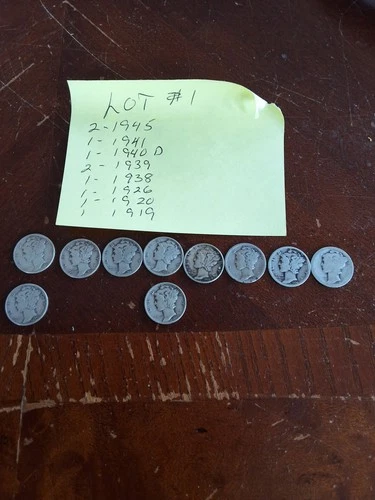 MERCURY DIMES 10 MIXED DATES