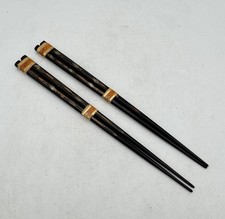 Vintage Japanese Lacquered Chopsticks Set w/ Mother of Pearl Inlay (2 Sets) NOS