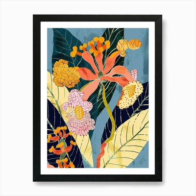 Bunte Blumen Illustration Lanta gerahmtes Wandbild Poster Leinwanddruck Bild