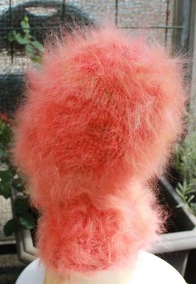 Luxus Mohair Balaclava Balaklava soft  fuzzy thick langhaarig Schlüpfmütze oran.