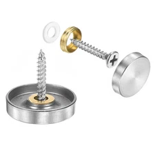 24Pcs Screw Covers Caps Stainless Steel Mirror Screws 25mm Dia Silver