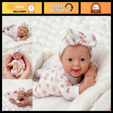 Reborn Baby Doll 7" Girl Open Eyes Silicone Mini Doll with Feeding Accessories