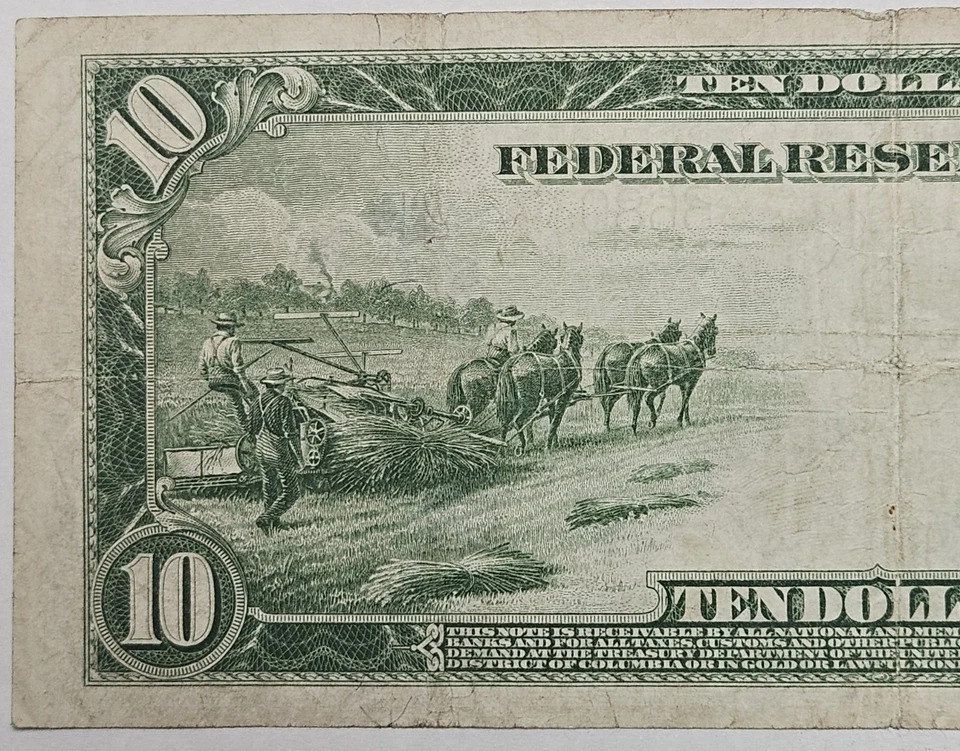 1914 $10 Dollar Federal Reserve Note New York FR#911C White-Mellon Type 3 d218 - Image 4 of 4