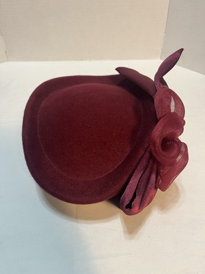 Deborah New York Burgundy 100% Wool Felt Dress Hat. Made In The USA
