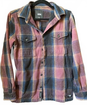 Vans Plaid Heavyweight Flannel Shirt Jacket Womens XS Brown Blue Shacket