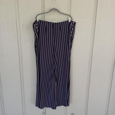 Lauren Ralph Lauren Striped Jersey Pull On Pants Plus Size 3X Women Wide Leg