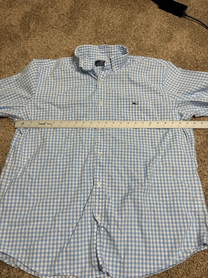 Camisa Vineyard Vines Para Hombres XL Azul Cuadros Guinga Calce Clásico Tucker Abotonada Foto 4 de 4