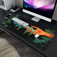1pc Extra Large Gaming Desk Mat - HD Printed Money & Hands Design, Non-Slip Surf