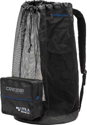 Cressi Heavy Duty Mesh Backpack 85L Snorkel Scuba Dive Gear Bag Utila Black